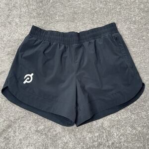 Peloton Women’s Running Shorts M Black Tulip Hem Liner‎ Zip Pocket Stretch Gym